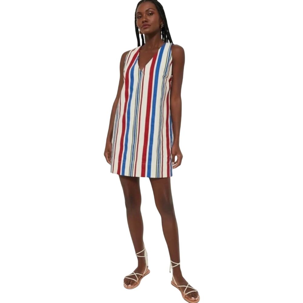 New Americana Stripe Kira Pomander Place Women's V-Neck Short SunDress S 2346-31